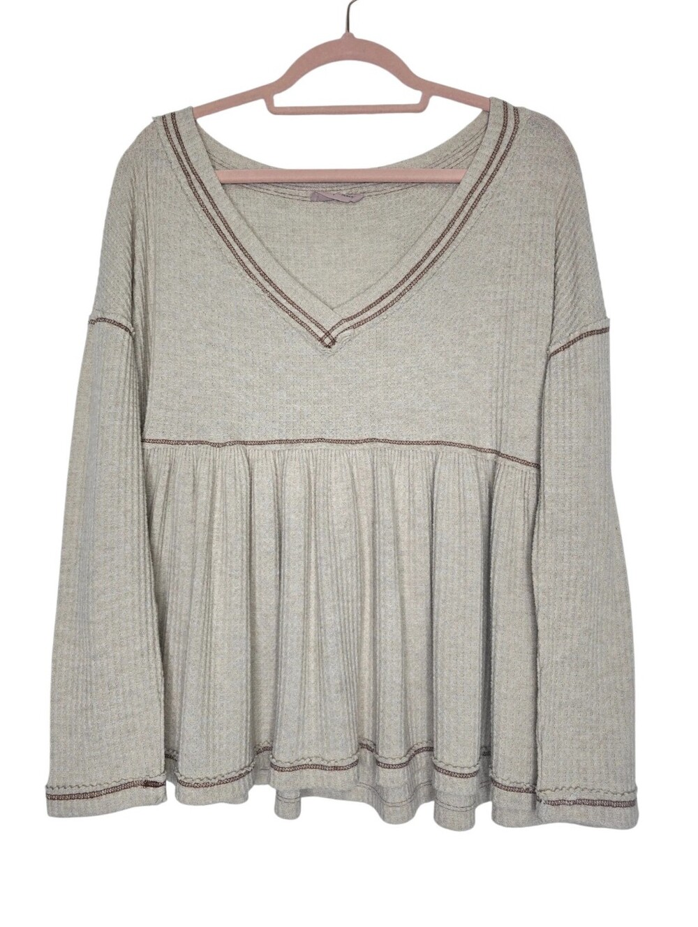 Ces Femme long-sleeve waffle knit babydoll top